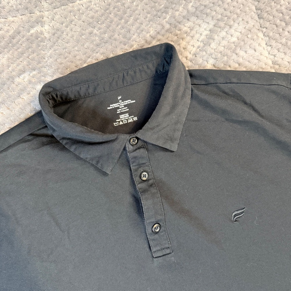 Fabletics Men Black Short Sleeve Polo Shirt 3X Pique Knit Activewear CA57737